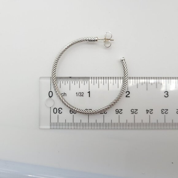 DAVID YURMAN Sterling Silver Classic Cable Hoop Earrings 2 inch with Pouch - Picture 5 of 9